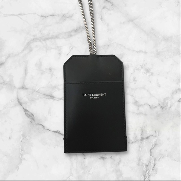 Saint Laurent Leather Card Key Ring Necklace - Picture 3 of 7